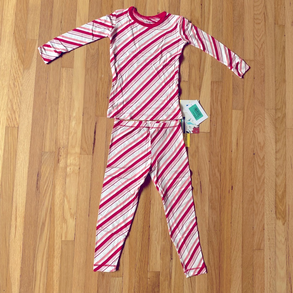 Kickee Pants Long Sleeve Pajama Set Candy Cane Stripe NWT